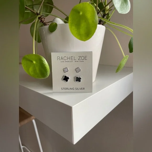 Rachel Zoe Black and Silver Sterling Earrings - Picture 3 of 5